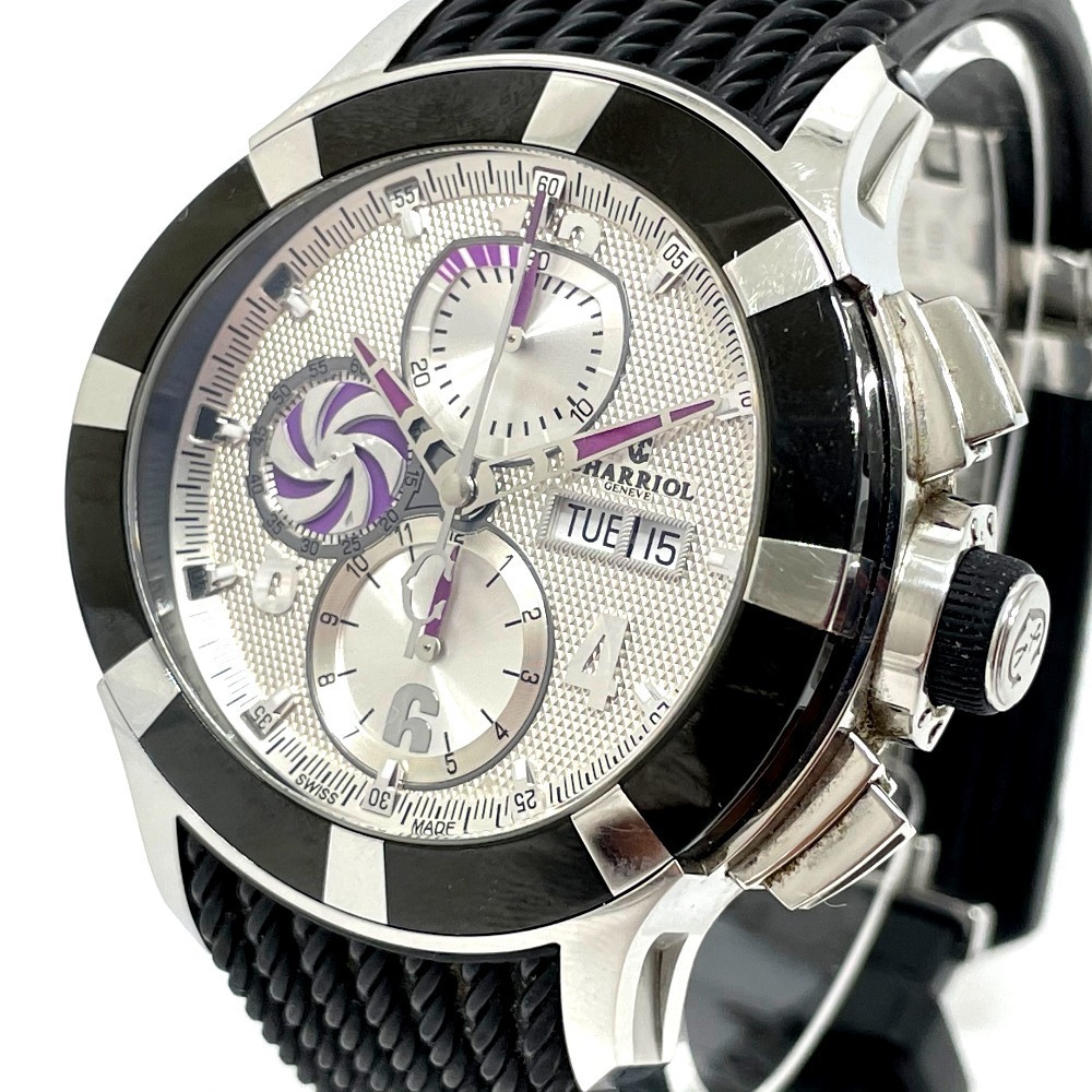 CHARRIOL【シャリオール】 C46ASB GRAN CELTICA デイデイト 自動巻き 腕時計 SS / ラバーベルト メンズ